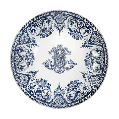 Coffret de 4 assiettes plates monogramme - Les dépareillées bleu