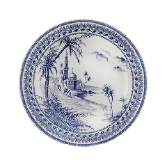 Coffret de 4 assiettes plates vues d'Orient - Les dépareillées bleu