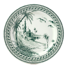 Coffret de 4 assiettes plates vues d'Orient - Les dépareillées vert
