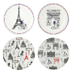 Ça C'est Paris - Coffret de 4 assiettes canapés assorties