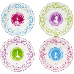 Coffret de 4 assiettes à dessert assorties - Marie-Antoinette