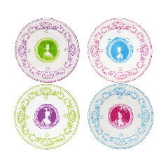 Coffret de 4 assiettes mignardises assorties - Marie-Antoinette