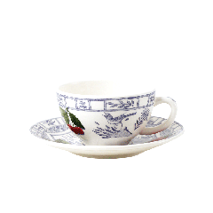 Coffret de 2 tasses & soucoupes à déjeuner - Oiseau bleu fruit