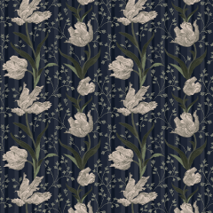 Papier peint à motifs Tulipes Bleu 75cm X 10m
