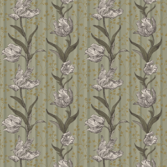 Papier peint à motifs Tulipes Kaki 75cm X 10m