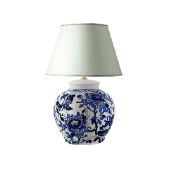 Lampe Crémone - Pivoines Bleues