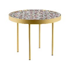 Table basse - Dominoté roses - doré