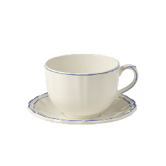 1 coffret tasse et soucoupe jumbo filet bleu peint-main en Faïence de Gien