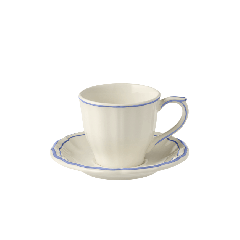 Box of 2 US tea cups & saucers - Filet Blue